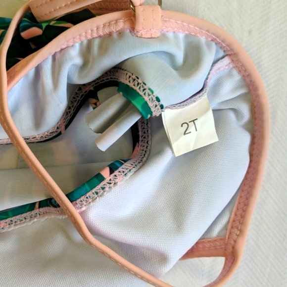 tropical palm print bikini 2 piece swimsuit 2T toddler girls - Picture 4 of 8